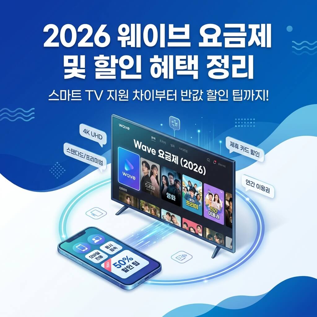 2026년 웨이브 요금제 가격 종류 차이 분석 및 카드사 할인 이벤트 가입 방법 총정리