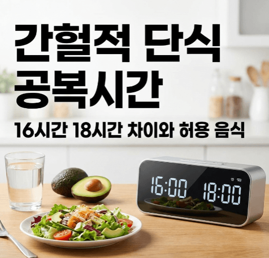 간헐적 단식 공복시간 16시간 18시간 차이 및 허용 음식 가이드